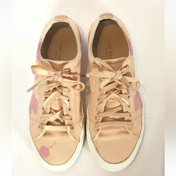 Ted Baker Ephie Sneakers Womens Printed Canvas Platform Shoes Rose Gold Sz 6.5 7 - Picture 4 of 10